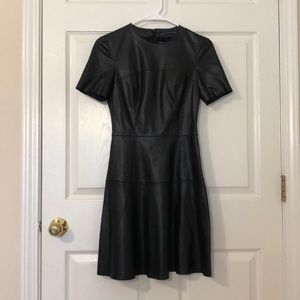 Zara Woman Faux Leather Short Sleeved Dress